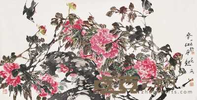 郭志光 2005年作 春红争艳 镜心 70×137cm